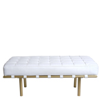 Modern White Leather Bench